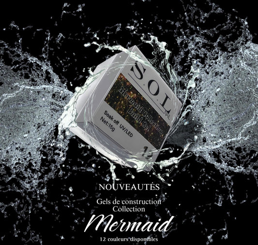 Gels de construction Mermaid Collection 12 couleurs en pot de 15ml